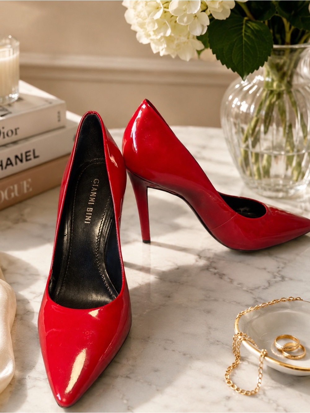Gianni Bini Red Patent Leather Pumps Size __ | Glossy Pointed Toe Stiletto Heels